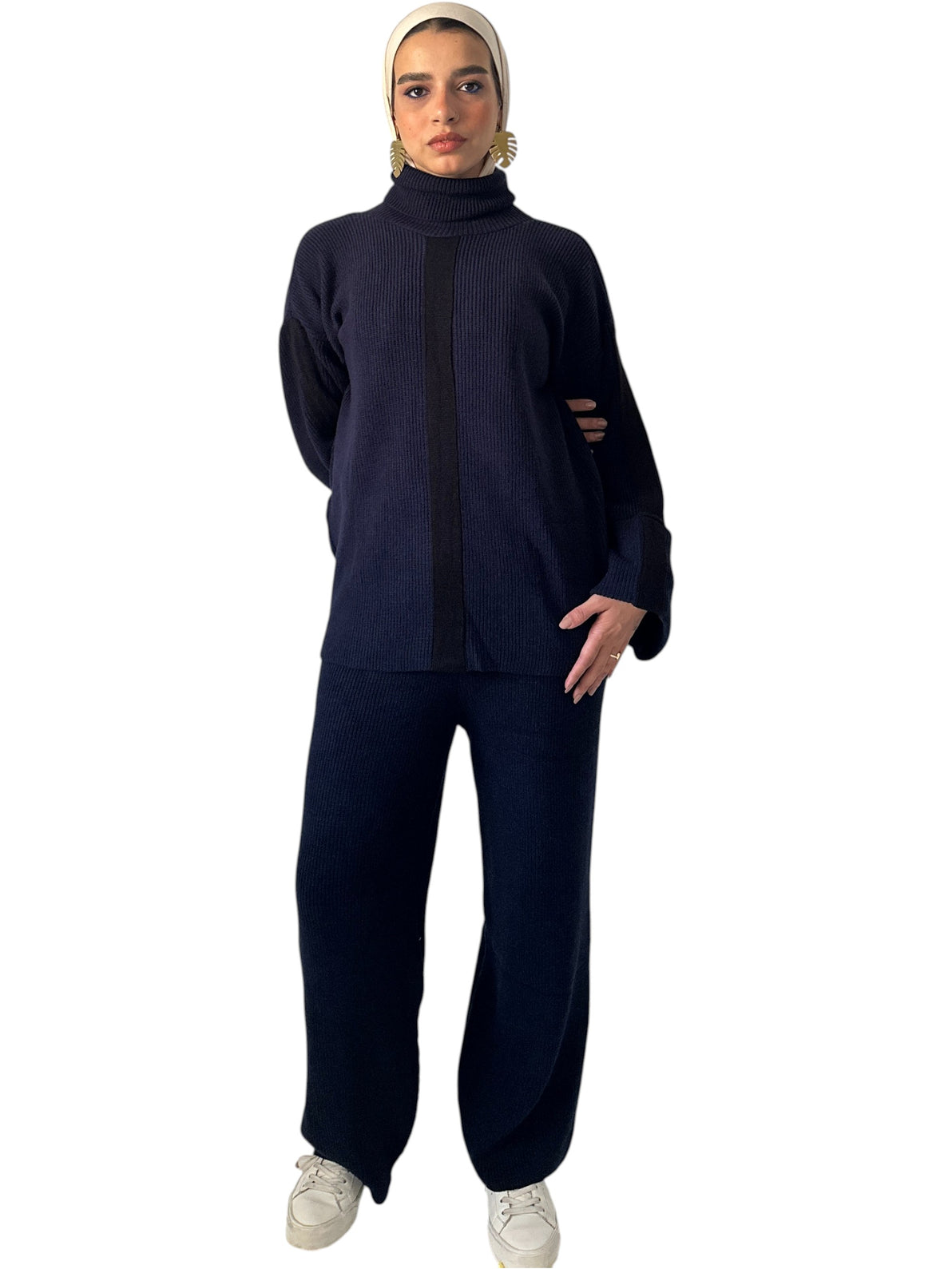 Navy Blue Silhouette Knit Set